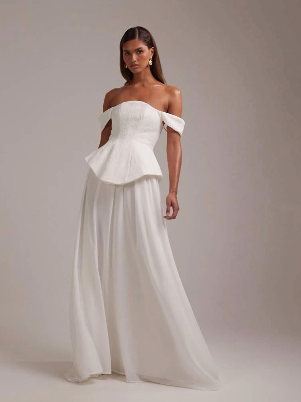 ASOS Off-the-Shoulder White Peplum Wedding Dress - Brand New with tags*